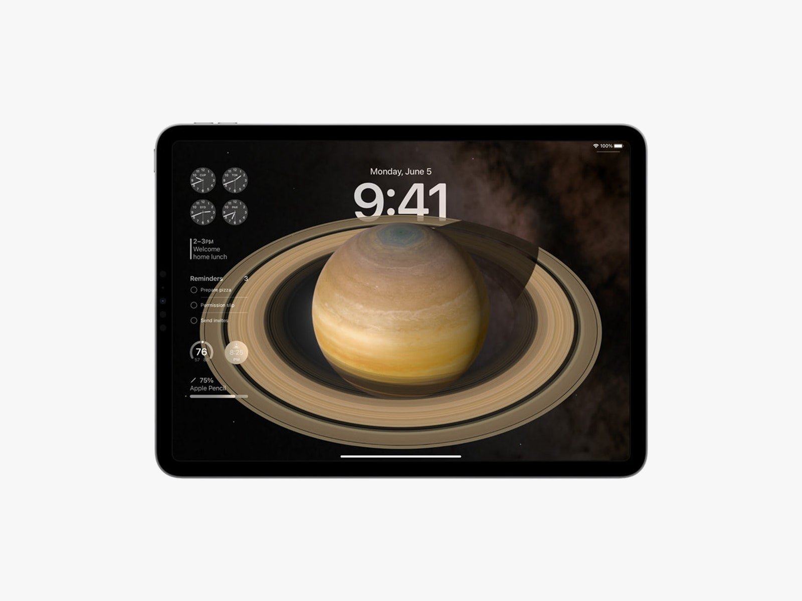 Apple iPad showing the lock screen